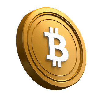 BTC Bitcoin coin tilted in the hero section layout
