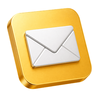 Decorative 3D envelope graphic representing mail on the contact us page